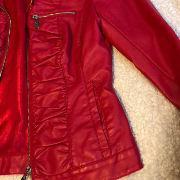 Guess Jackets & Coats Red Leather Jacket Poshmark